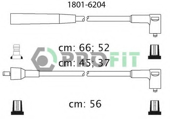 Провода высоковольтные LACETTI NUBIRA 1.6 DOHC (силикон) / PROFIT 1801-6204