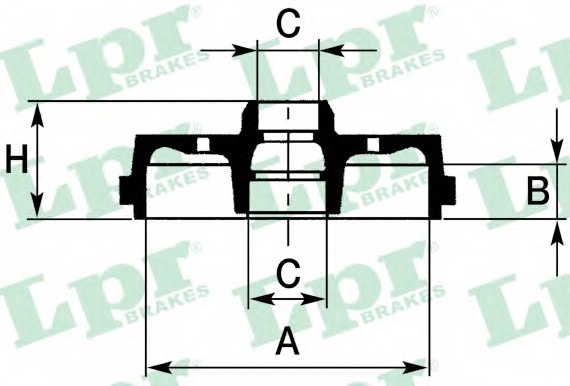 7D0565 LPR Барабан задний тормозной со ступицей LANOS 13 без ABS / LPR