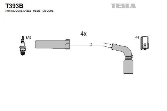T393B TESLA (Чехия) Провода высоковольтные LANOS 1.4, SENS / TESLA