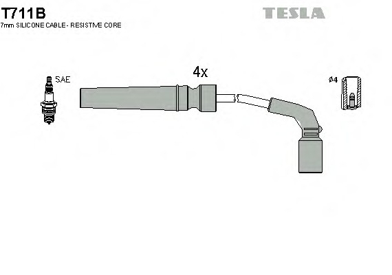 T711B TESLA (Чехия) Провода зажиг.Lanos,Nubira 1.6 Tesla