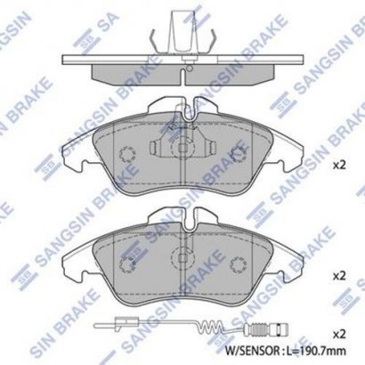 SP1273 Hi-Q (SANGSIN BRAKE) Тормоз.колодки перед.Mersedes Sprinter,Vito -98,VW LT SB