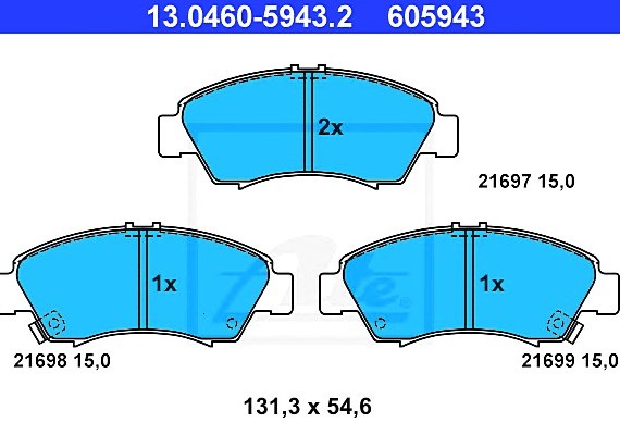 13.0460-5943.2 Ate Колодки гальмівні дискові, к-кт