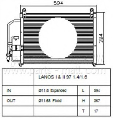 PXNCC-003 Parts-Mall Радиатор конд La 96274635/96303204