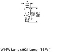 921 OSRAM (Япония) Лампа стоп (1к безцьок) W16W OSRAM