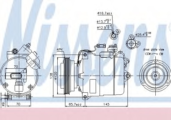 89027 NISSENS (Дания) Компрессор кондиционера AUDI, SKODA, VW - Superb, A6, Passat / NISSENS