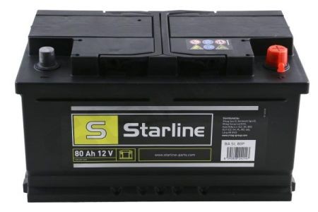 BA SL 80P Starline Акумулятор STARLINE, R"+" 80Ah, En740 (315 x 175 x 175) правий "+",B13 виробництво ЧЕХІЯ STARLINE