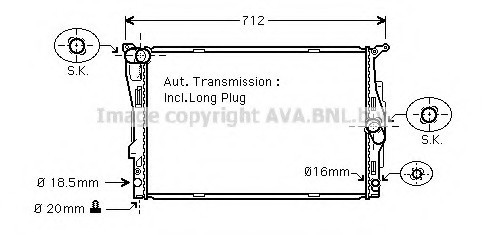 BWA2303 AVA COOLING BMW E90/E87 04-рад.охлаждения 2.5i 24V (+AUT±AC), 3.0i 24V (+AUT±AC) [600*460*30] AVA