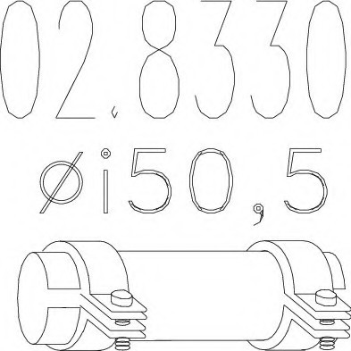 02.8330 MTS(Италия) Муфта выхлопной системы ( Тип В; внутр. диаметр - 50,5 мм; длина - 120 мм) MTS