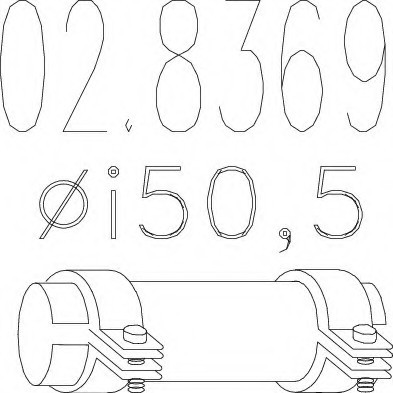 02.8369 MTS(Италия) Муфта вихлопної системи ( Тип А; внутр. діаметр - 50,5 мм; довжина - 125 мм) MTS
