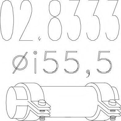 02.8333 MTS(Италия) Муфта выхлопной системы ( Тип В; внутр. диаметр - 55,5 мм; длина - 120 мм) MTS