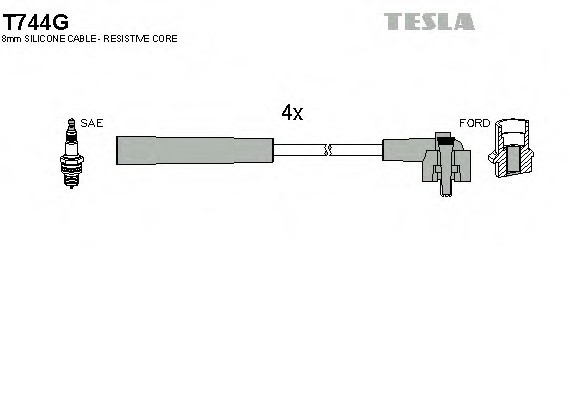 T744G TESLA (Чехия) Кабель запалювання, к-кт TESLA Ford escort,Fiesta,Orion 89- 1,3;1,4;1,6 TESLA