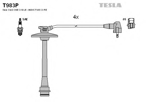 T983P TESLA (Чехия) Кабель запалювання, к-кт TESLA Toyota Camry 2.2, Carina E 2.0, RAV 2,0 TESLA