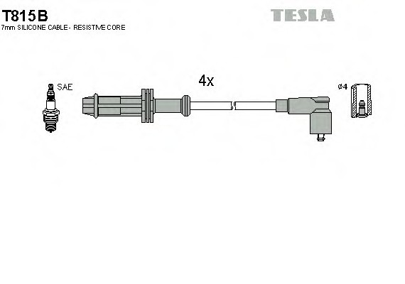 T815B TESLA (Чехия) Кабель запалювання, к-кт TESLA Citroen,Peugeot 86- 1,0;1,1;1,3;1,4;1,7 TESLA