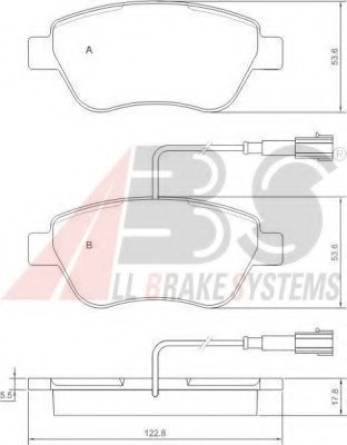 37280 ABS Колодки тормозные передние мален Fiat Doblo- Stilo 1.2/1.6 37280 A.B.S.