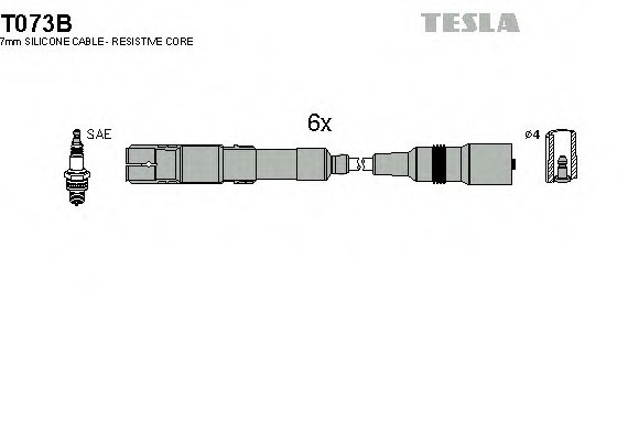 T073B TESLA (Чехия) Кабель запалювання, к-кт TESLA Аналог TES T869C Audi 92-00 2,6;2,8 TESLA