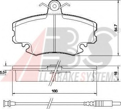 36881 ABS Колодка торм. PEUGEOT/RENAULT 205/309/CLIO/EXPRESS передн. (пр-во ABS)