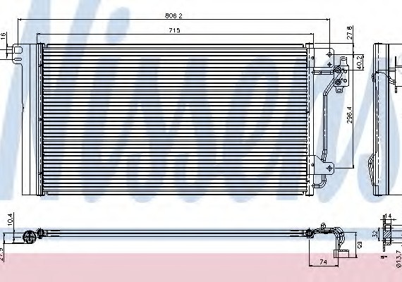 94604 NISSENS (Дания) Конденсатор кондиціонера VOLKSWAGEN T5 (7H, 7E) (03-) (пр-во Nissens)