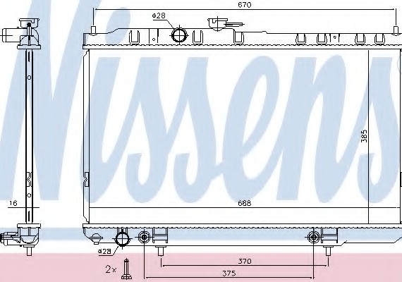 68736 NISSENS (Дания) Радиатор охлождения NISSAN ALMERA CLASSIC (N16) AT (пр-во Nissens)