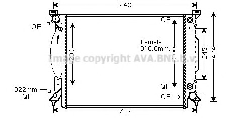 AI 2205 AVA COOLING Радиатор 3.0i 30V (+A +/-AC) [OE. 8E0.121.251 D, 8E0.121.251 M] AVA