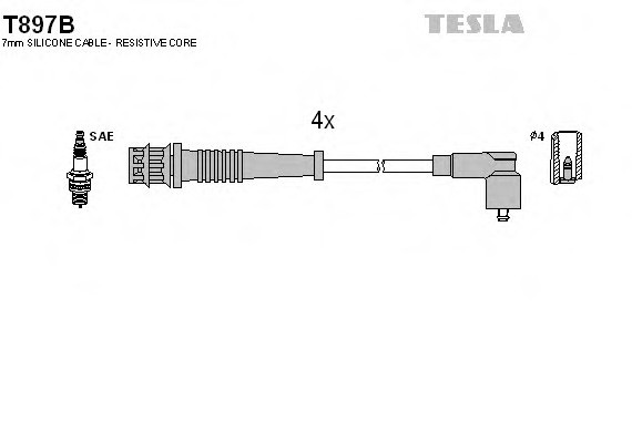 T897B TESLA (Чехия) Кабель зажигания, к-кт TESLA Fiat Bravo,Brava, Marea 1,4 96- TESLA