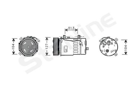 DK STK0280 Starline Комп-р кондиц. [OE 7D0.820.805 C] VW TRANSPORTER T4 / LT STARLINE