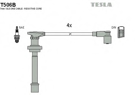 T506B TESLA (Чехия) Кабель запалювання, к-кт TESLA Nissan Almera,Primera 96- 2,0 TESLA