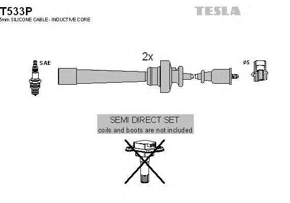 T533P TESLA (Чехия) Кабель зажигания, к-кт TESLA Mitsubishi 95-1,6;1,8;2,0;2,4 TESLA