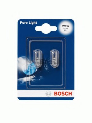 1 987 301 026 BOSCH Лампа 12V 5W W5W W2,1x9,5d PURE LIGHT 2шт blister (пр-во Bosch)