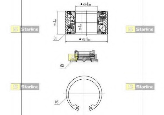 LO 03531 Starline Підшипник маточини колеса, к-кт. (для автомобілів з ABS) STARLINE