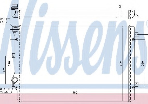 65279A NISSENS (Дания) Радиатор AI A 3/S 3(03-)1.8 TFSI(+)[OE 1K0.121.251 L] NISSENS