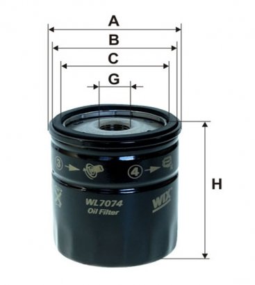 WL7074 WIX-FILTRON Фильтр масляный FORD, TOYOTA WL7074/OP629 (пр-во WIX-Filtron)