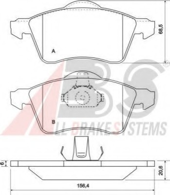 36986 ABS Колодка торм. VW TRANSPORTER (15" вент.) передн. (пр-во ABS)