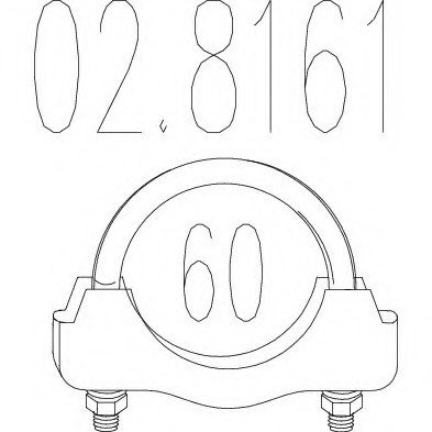 02.8161 MTS(Италия) Хомут выхлопной системы U-образный (М10, Диаметр 60 мм) MTS