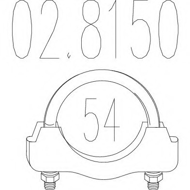 02.8150 MTS(Италия) Хомут выхлопной системы U-образный (М10, Диаметр 54 мм) MTS
