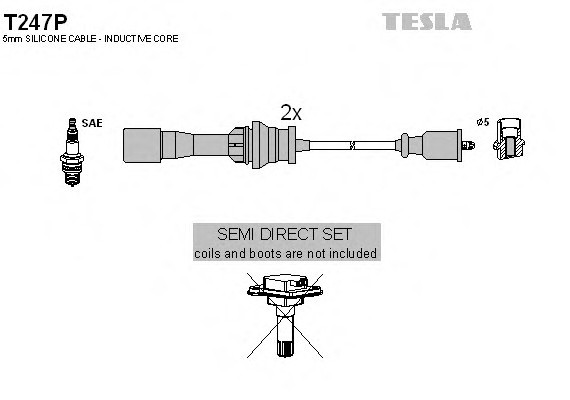 T247P TESLA (Чехия) Кабель запалювання, к-кт TESLA Mazda 323 98-04 1,5;1,6 TESLA