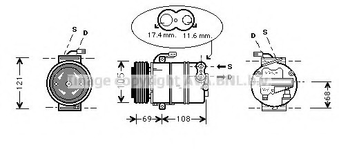 Фото компрессор кондиционера Opel Astra G (98-), Meriva (03-), Zafira (99-) 1.4i, 1.6 OLAK316 AVA COOLING OLAK316 AVA COOLING Компрессор кондиционера Opel Astra G (98-), Meriva (03-), Zafira (99-) 1.4i, 1.6