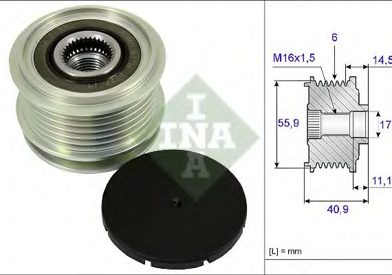 535 0012 10 INA (Germany) Механизм свободного хода генератора AUDI, VW (пр-во Ina)