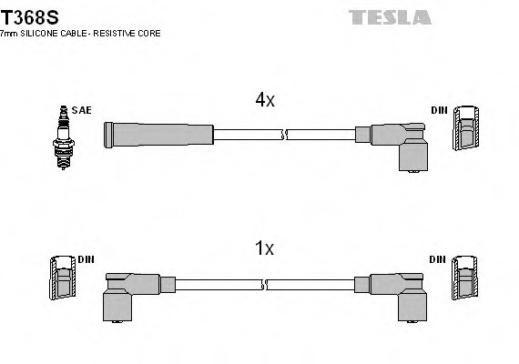 T368S TESLA (Чехия) Кабель зажигания, к-кт TESLA Skoda Favorit 1,3 -92 TESLA