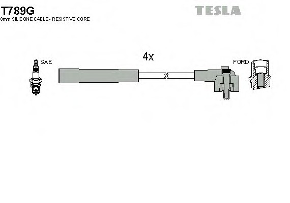 T789G TESLA (Чехия) Кабель зажигания, к-кт TESLA Ford Sierra 78-93 1,8 TESLA