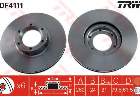 Диск тормозной RENAULT MASTER передн., вент. (пр-во TRW) DF4111
