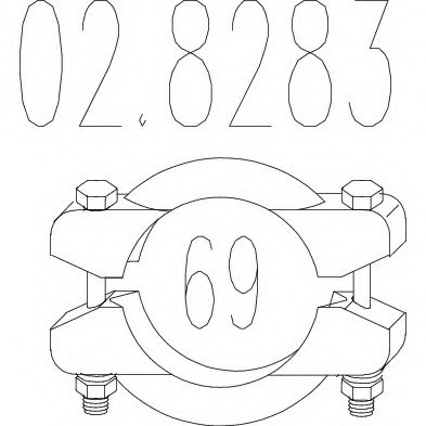 02.8283 MTS(Италия) Хомут выхлопной системы биконический (Диаметр 69 мм) MTS