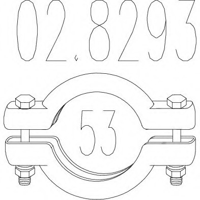 02.8293 MTS(Италия) Хомут вихлопної системи біконічний (Діаметр 53 мм)) MTS