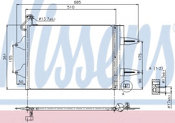 94628 NISSENS (Дания) Конденсатор кондиционера SEAT, SKODA, VW (пр-во Nissens)