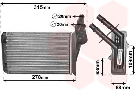 43006228 Van Wezel Радиатор отопителя CLIO2 ALL MT/AT +/-AC 98- (Van Wezel)