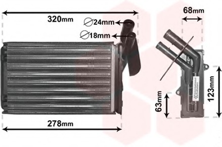 43006048 Van Wezel Радіатор обігрівача CLIO 1/MEGANE 1/R19 MT/AT (Van Wezel)