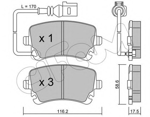 822-554-0 CIFAM Колодка торм. VW T5 (7HM, 7HB, 7HJ) задн. (пр-во Cifam)