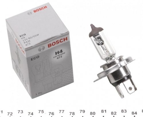 1987302803 BOSCH Лампа накаливания H4 12V 60/55W P43t ECO (пр-во Bosch)