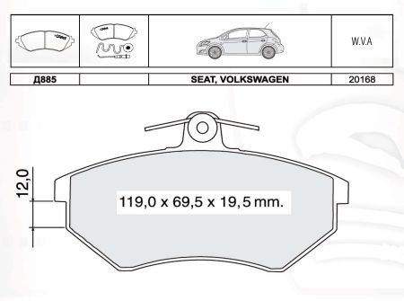 D885E DAFMI INTELLI Колодка торм. VW GOLF, CADDY передн. (пр-во Intelli)