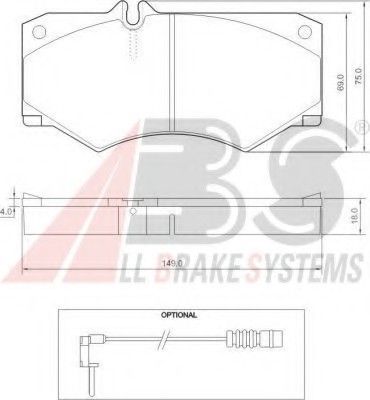 36490 ABS Колодка торм. MB 200/300/400/500 передн. (пр-во ABS)