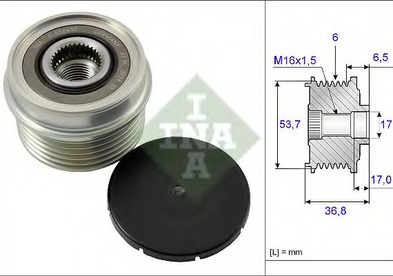 535 0074 10 INA (Germany) Механизм свободного хода генератора FORD (пр-во Ina)